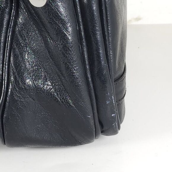 Ashwood Black Glazed Leather Medium Multi Compartments Purse Handbag Backpack - Picture 11 of 16